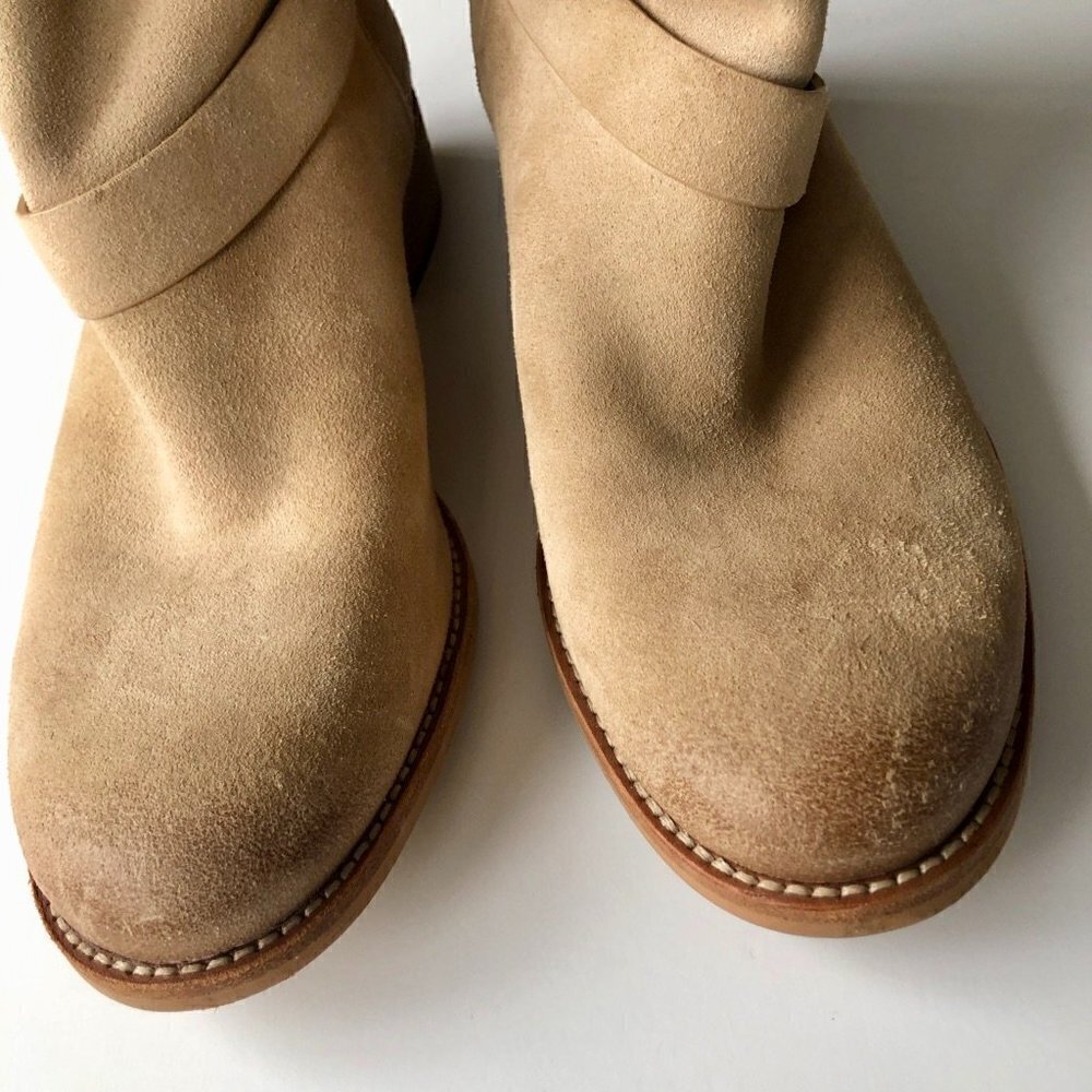 MICHAEL KORS ankle suede leather cut boot gold hardware buckle logo all season 8 - Picture 9 of 15